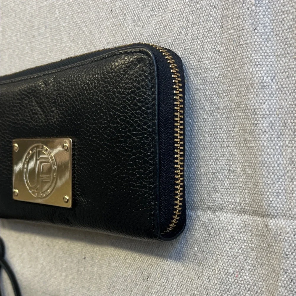 Jack French London Black Leather Zip Around Wallet Gold Plate Tassel - Picture 5 of 12